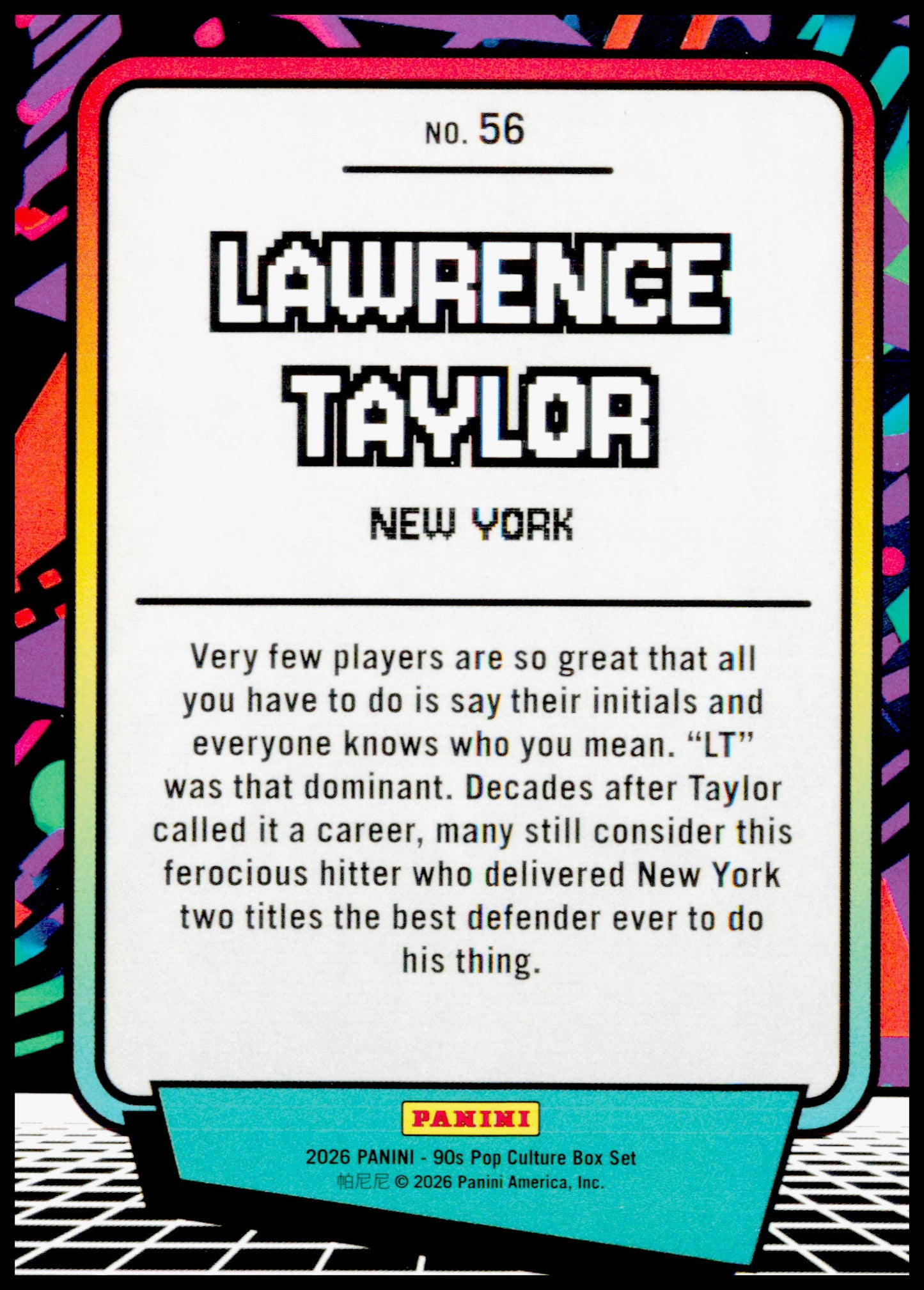 2026 Panini Decades 90s Pop Culture Lawrence Taylor Card New York Giants