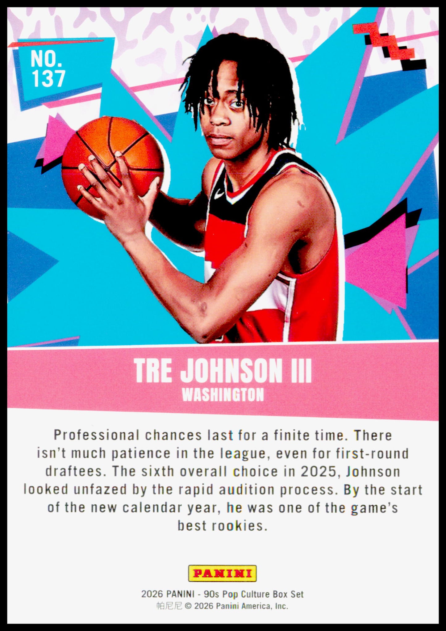 2026 Panini Decades 90s Pop Culture Tre Johnson III Card Washington Wizards