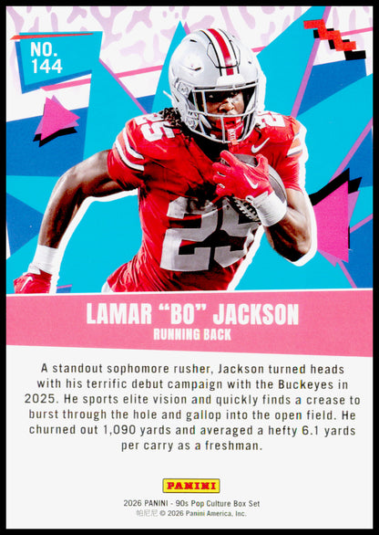 2026 Panini Decades 90s Pop Culture Lamar "Bo" Jackson Card Ohio State Buckeyes