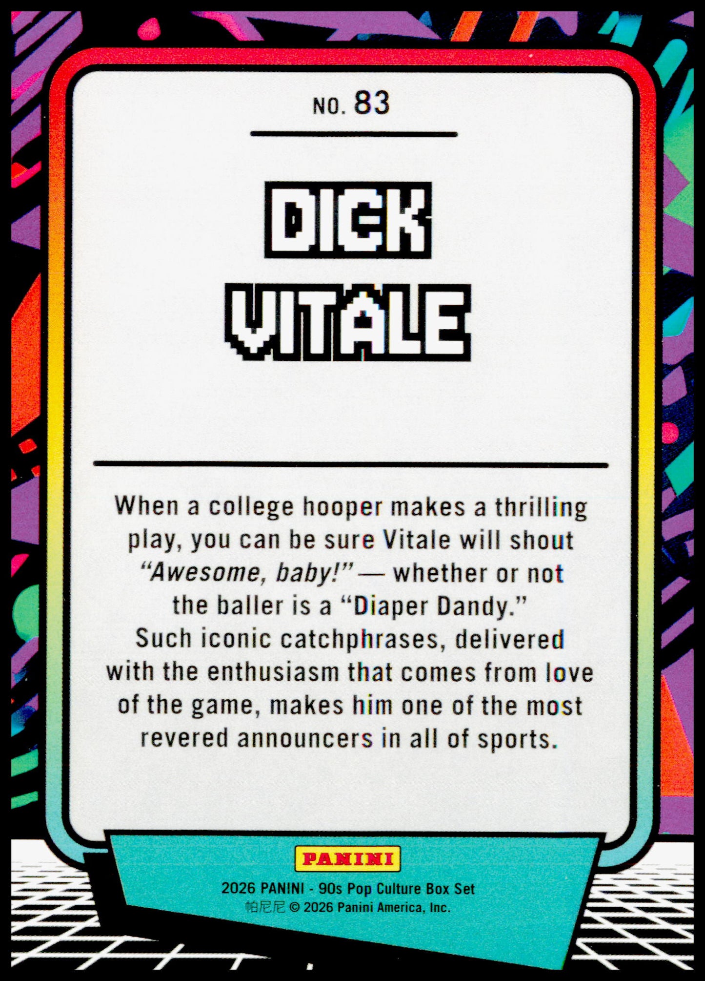 2026 Panini Decades 90s Pop Culture Dick Vitale Card not available