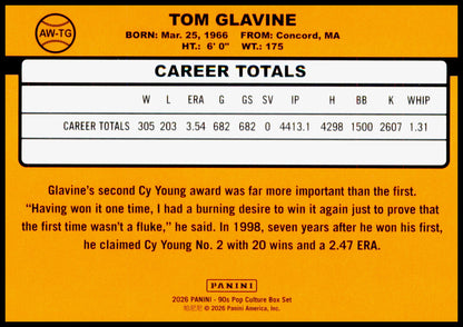 2026 Panini Decades 90s Pop Culture Tom Glavine Award Winners Atlanta Braves