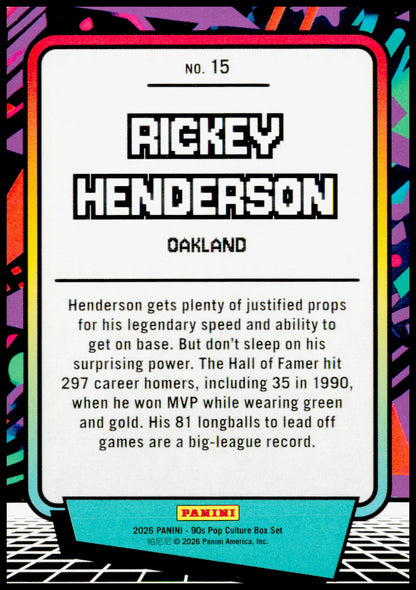 2026 Panini Decades 90s Pop Culture Rickey Henderson Card Oakland Athletics