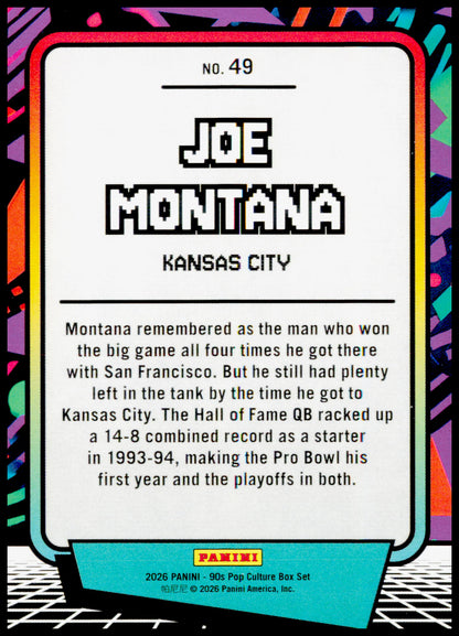 2026 Panini Decades 90s Pop Culture Joe Montana Card Kansas City Chiefs