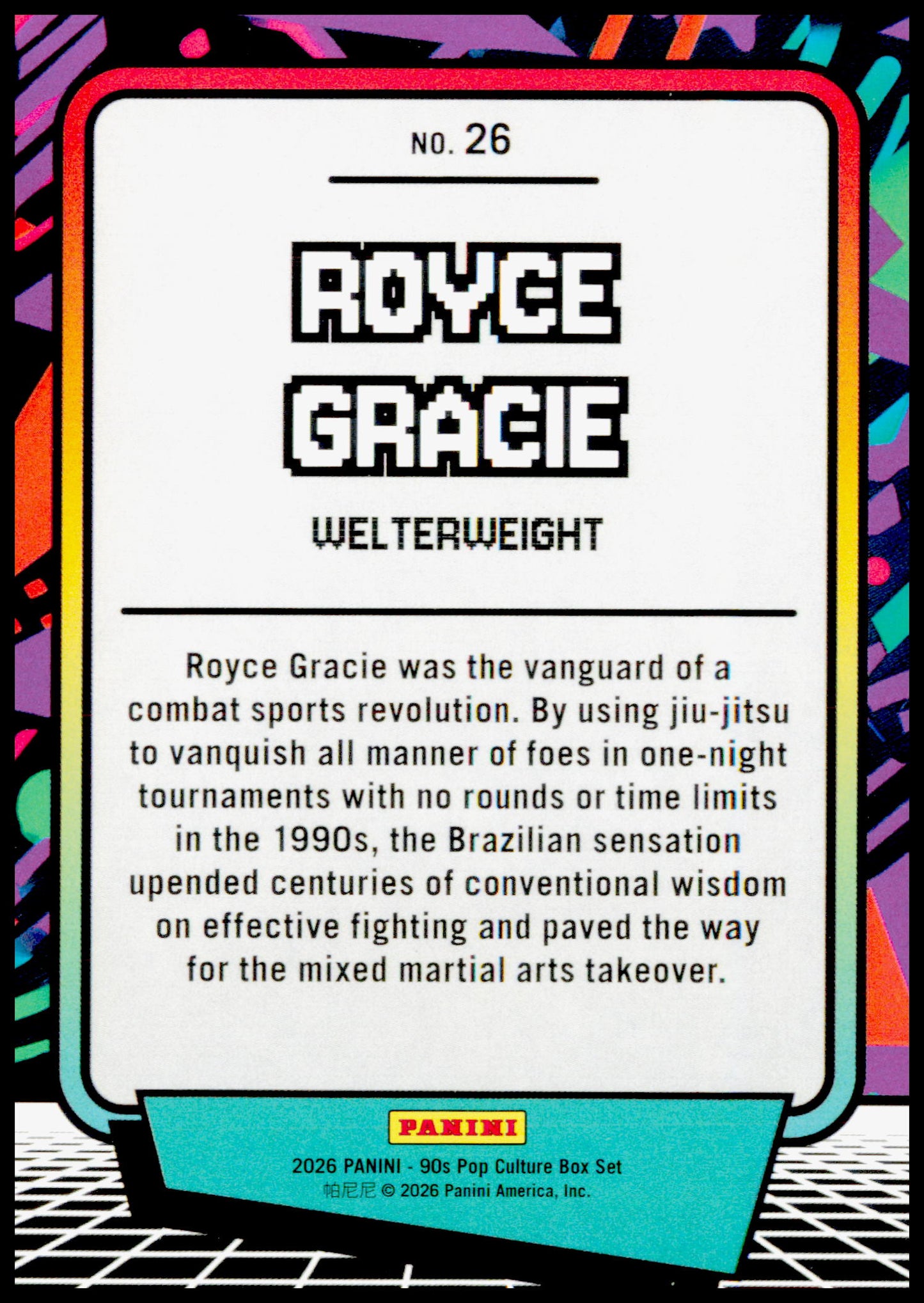 2026 Panini Decades 90s Pop Culture Royce Gracie Card