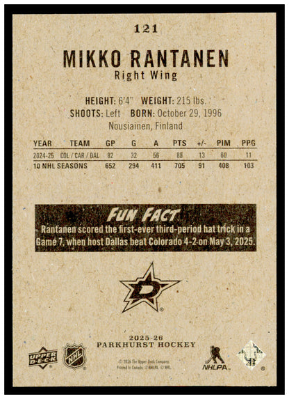 2025-26 Parkhurst Mikko Rantanen Card Dallas Stars