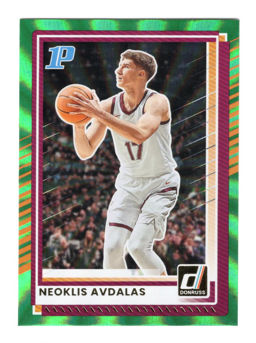 2025-26 Donruss Neoklis Avdalas Card Holo Green Laser Virginia Tech Hokies