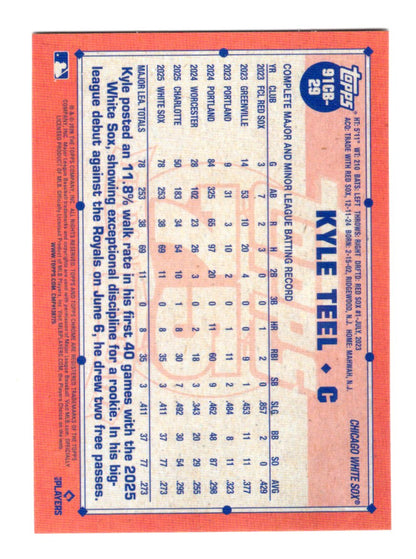 2026 Topps Chrome Kyle Teel Card 1991 Topps Baseball 35th Anniversary Chicago