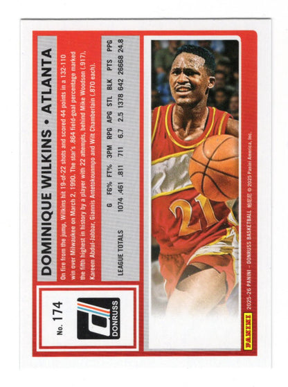 2025-26 Donruss Dominique Wilkins Card Holo Green Laser Atlanta Hawks