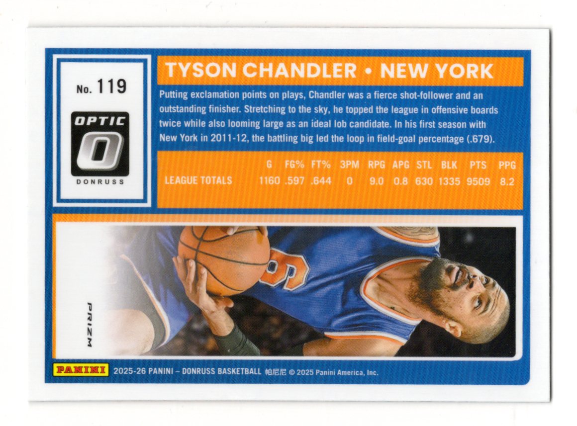 2025-26 Donruss Tyson Chandler Card Holo New York Knicks