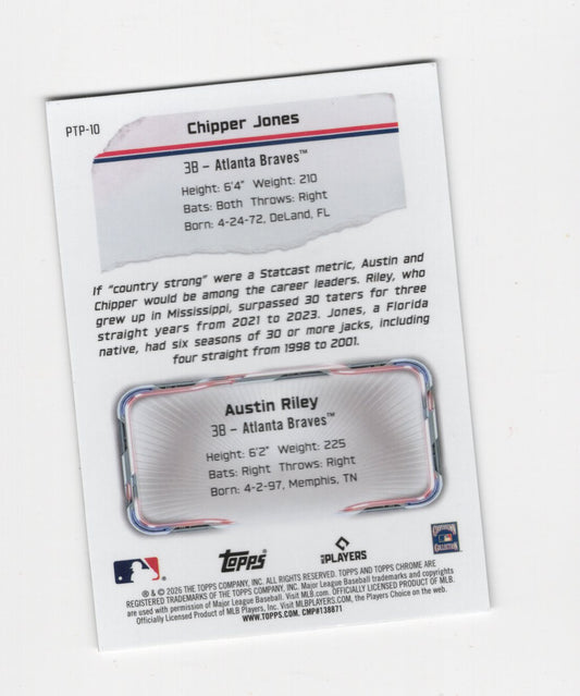 2026 Topps Chrome Chipper Jones / Austin Riley Card Past to Present
