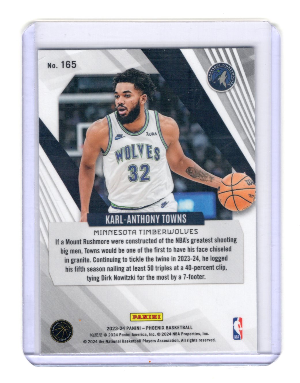 2023-24 Panini Phoenix Karl-Anthony Towns Card Phoenix Teal Lazer Timberwolves