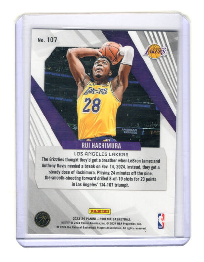 2023-24 Panini Phoenix Rui Hachimura Card Phoenix Teal Lazer Los Angeles Lakers