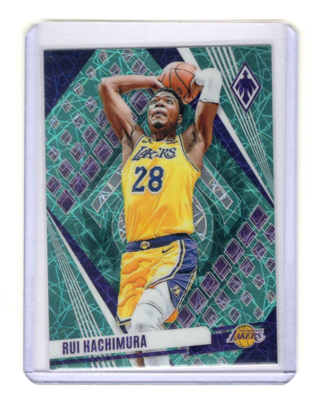 2023-24 Panini Phoenix Rui Hachimura Card Phoenix Teal Lazer Los Angeles Lakers