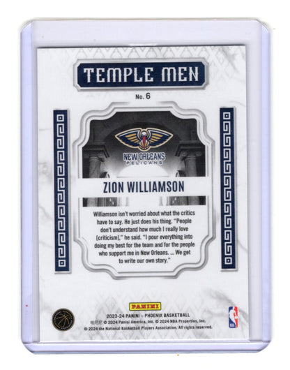 2023-24 Panini Phoenix Zion Williamson Card Temple Men Silver  Pelicans