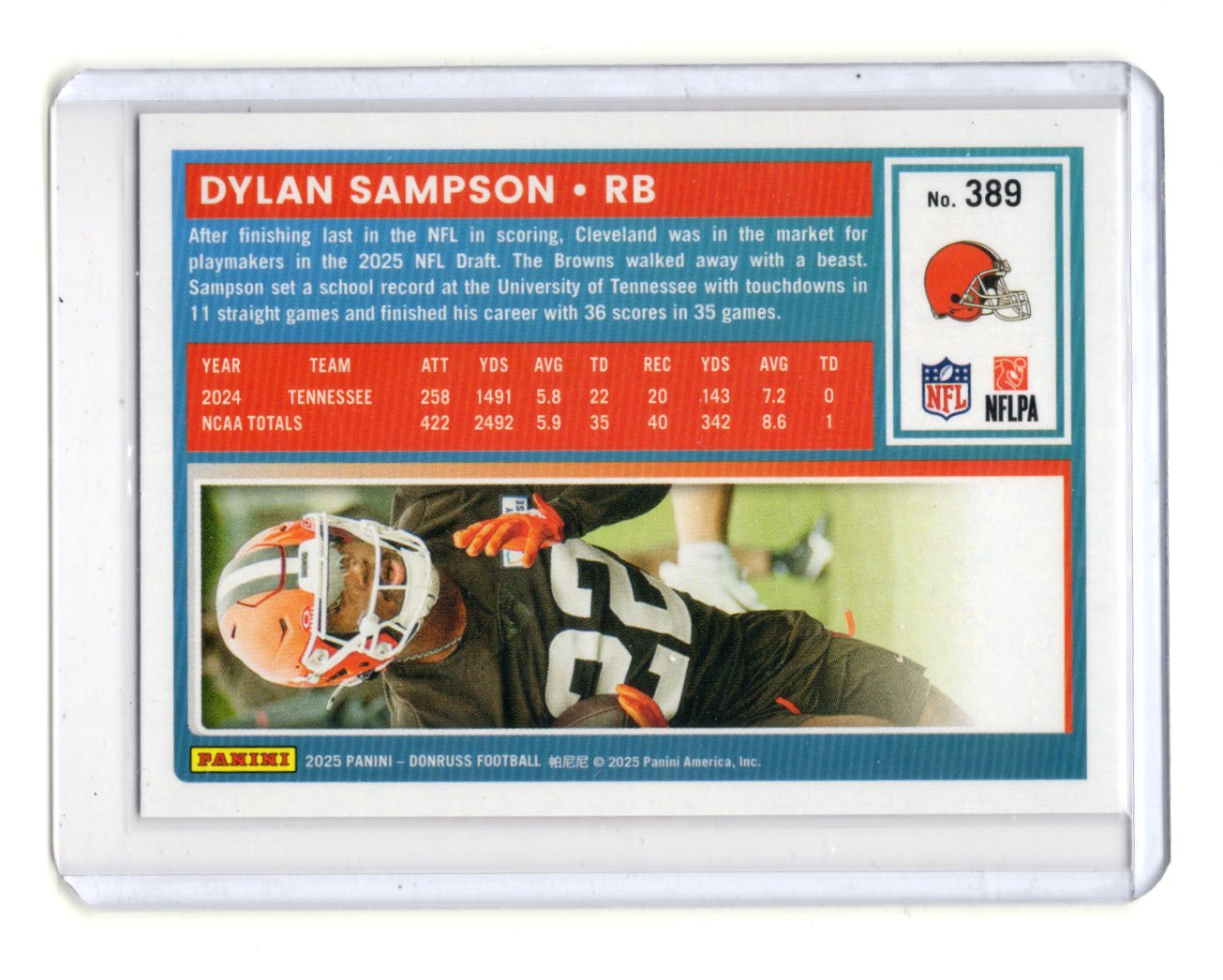 2025 Donruss Dylan Sampson Card Rookie Cleveland Browns
