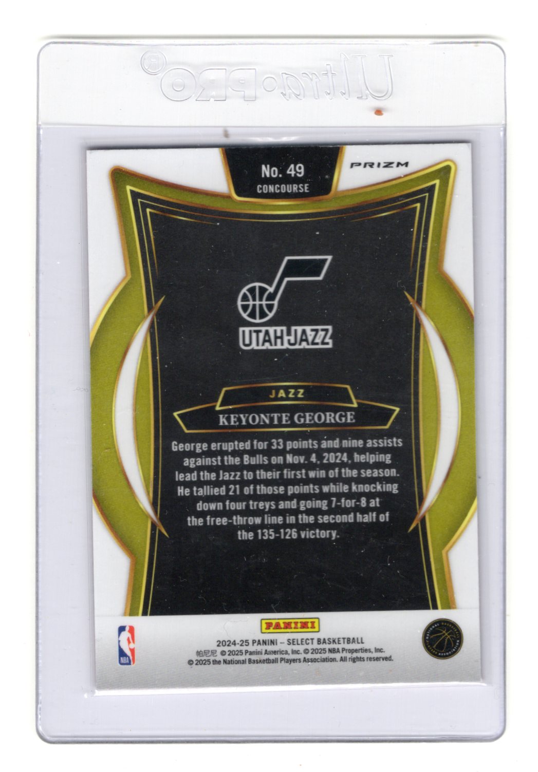 2024-25 Panini Select Keyonte George Card Orange Flash Prizm Utah Jazz