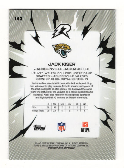 2025 Topps Resurgence Jack Kiser Card Sky Blue & Pink Shock Refractor  Jaguars