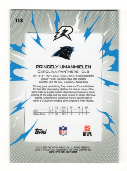 2025 Topps Resurgence Princely Umanmielen Card Rookie Carolina Panthers