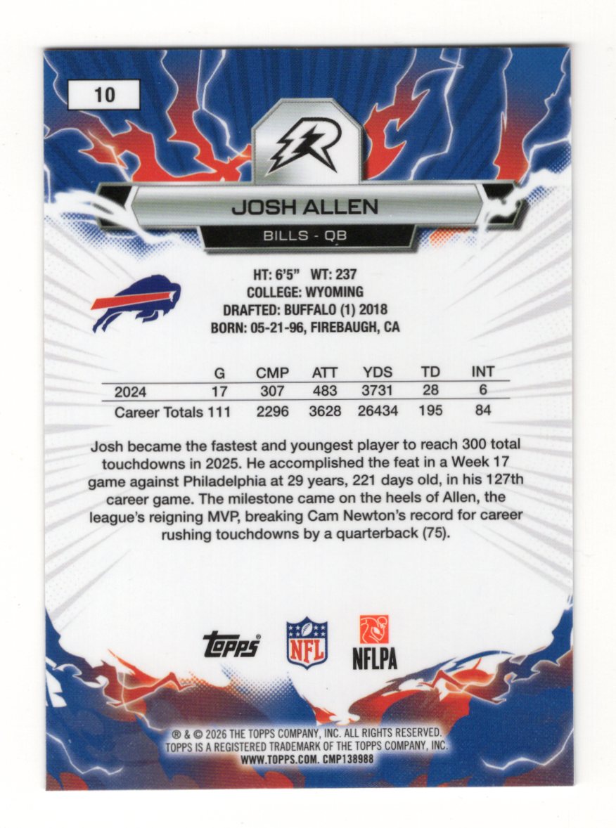 2025 Topps Resurgence Josh Allen Card Prism Refractor Buffalo Bills