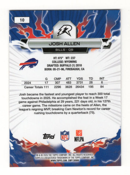 2025 Topps Resurgence Josh Allen Card Prism Refractor Buffalo Bills