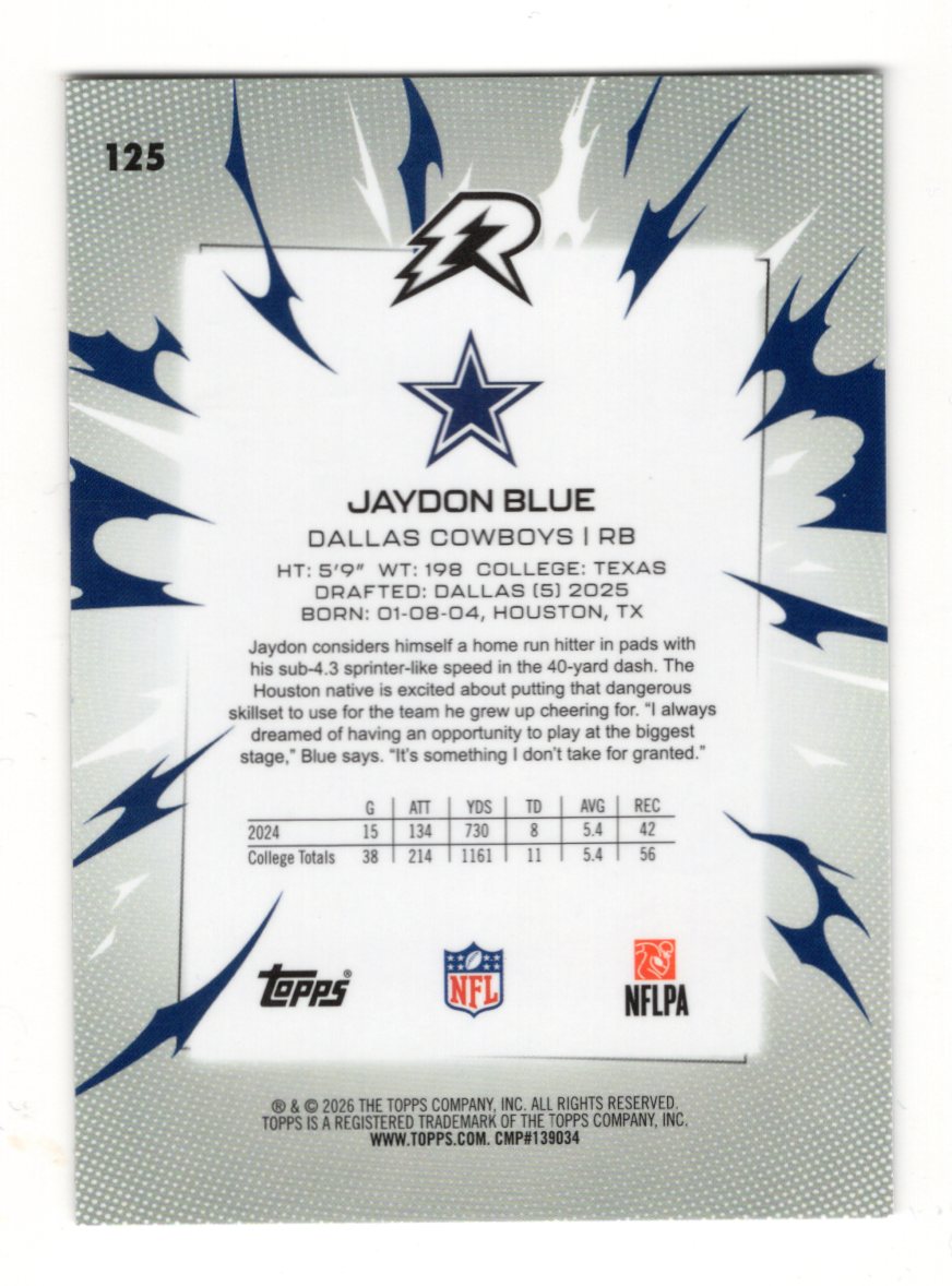 2025 Topps Resurgence Jaydon Blue Card Rookie Dallas Cowboys