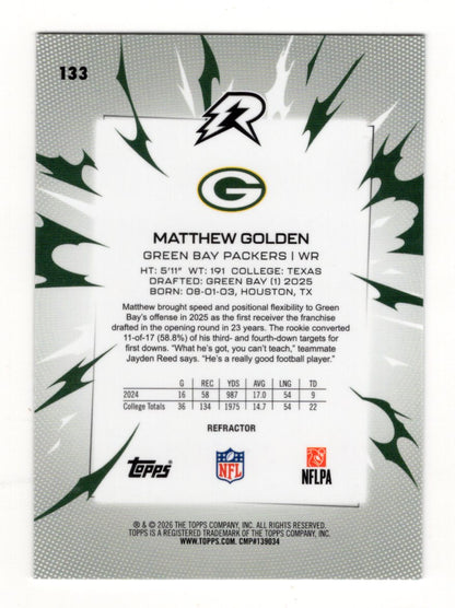 2025 Topps Resurgence Matthew Golden Card Refractor Green Bay Packers