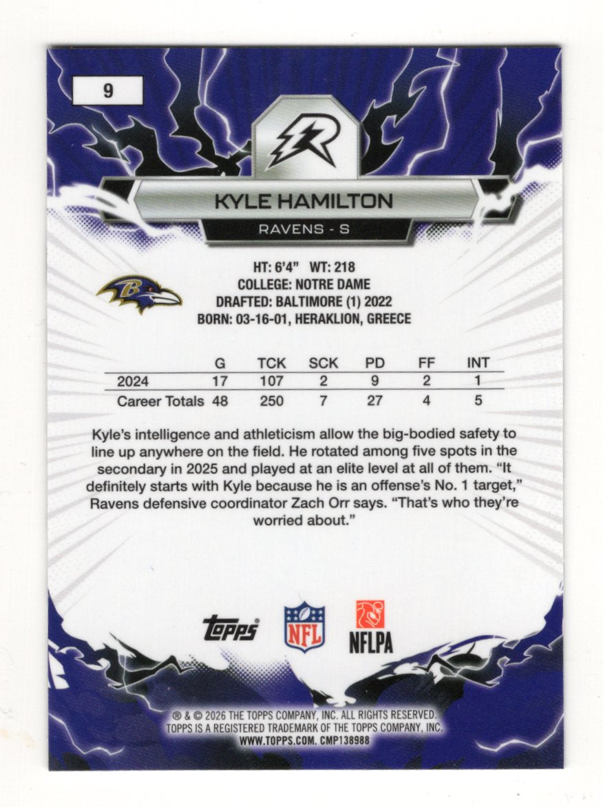 2025 Topps Resurgence Kyle Hamilton Card Prism Refractor Baltimore Ravens