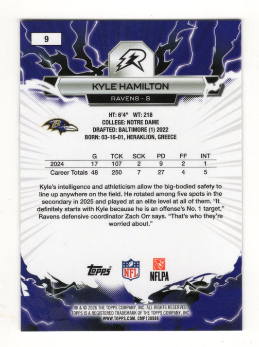 2025 Topps Resurgence Kyle Hamilton Card Prism Refractor Baltimore Ravens