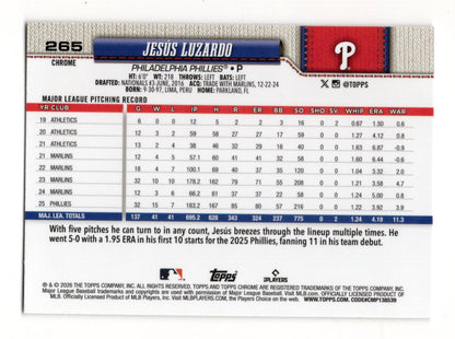 2026 Topps Chrome Jesús Luzardo Card Philadelphia Phillies