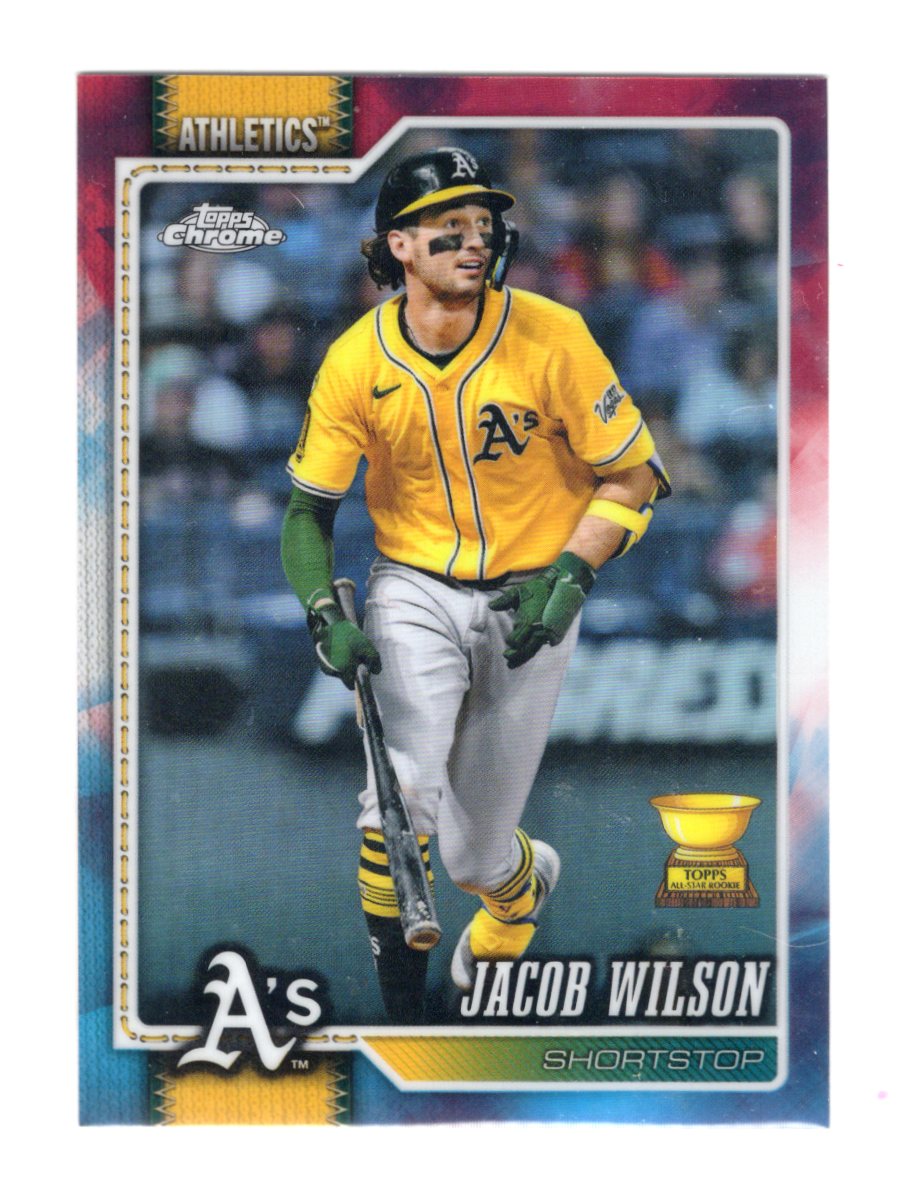 2026 Topps Chrome Jacob Wilson Card Red White and Blue Refractors Athletics