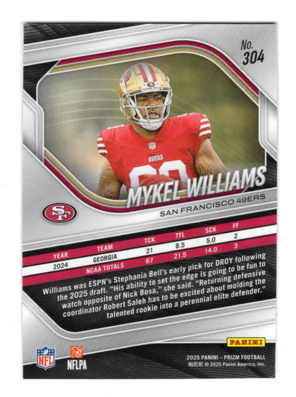 2025 Panini Prizm Mykel Williams Card Rookie San Francisco 49ers