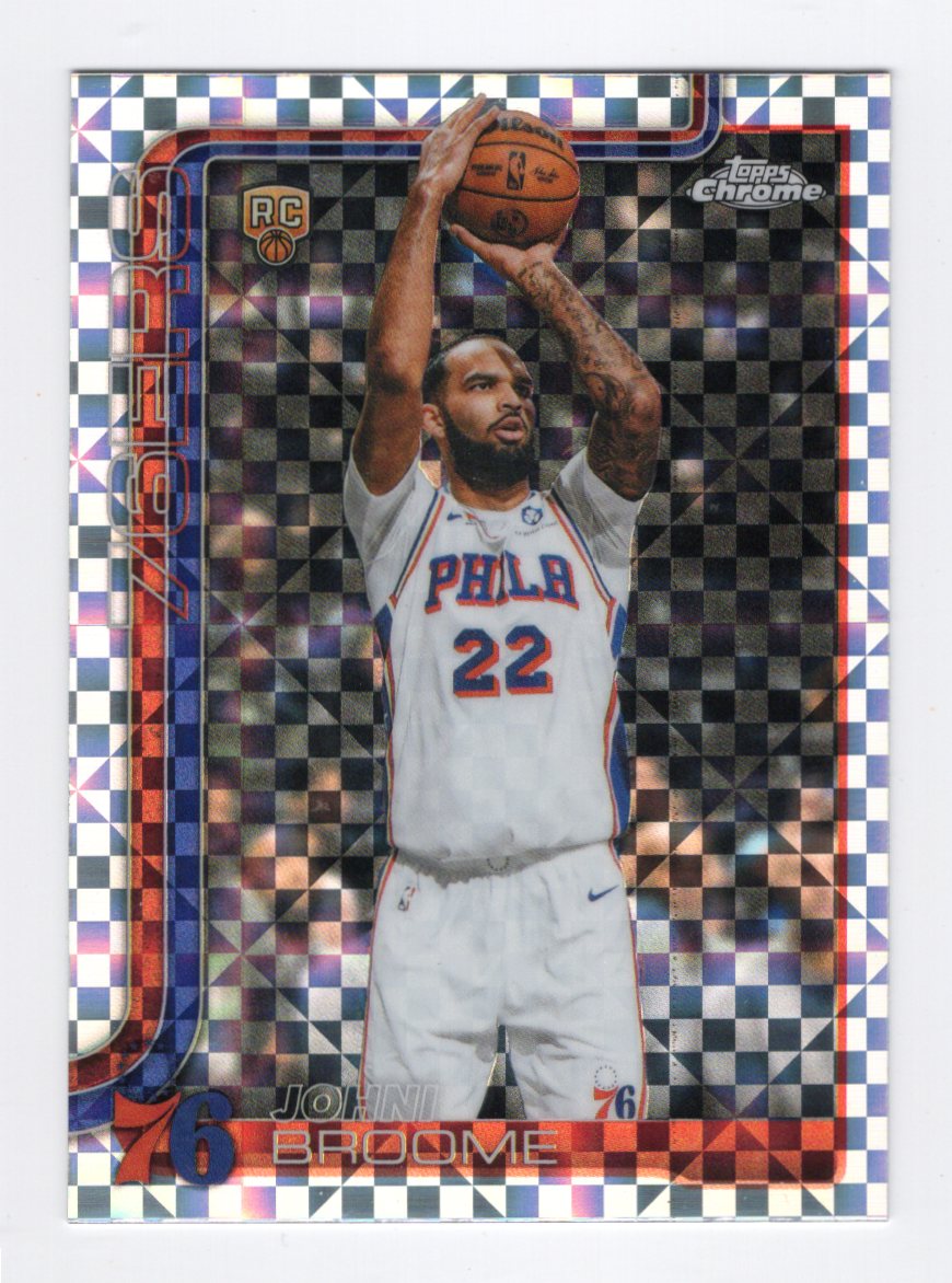2025-26 Topps Chrome Update Johni Broome RC #185 X-Fractor 76ers