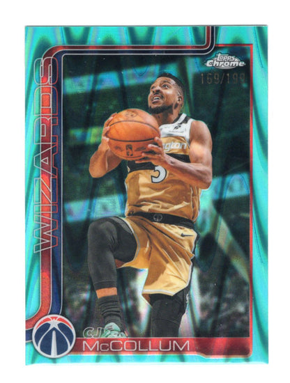 2025-26 Topps Chrome Update CJ McCollum #75 Aqua RayWave Refractor /199 Wizards