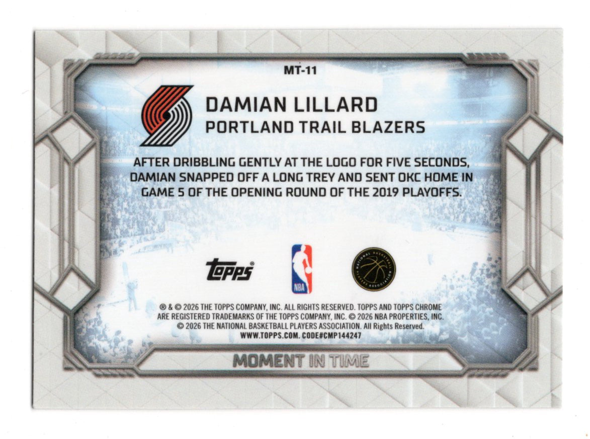 2025-26 Topps Chrome Update Damian Lillard Moment In Time #MT-11 Blazers Insert