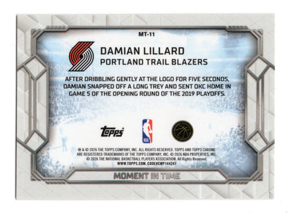 2025-26 Topps Chrome Update Damian Lillard Moment In Time #MT-11 Blazers Insert