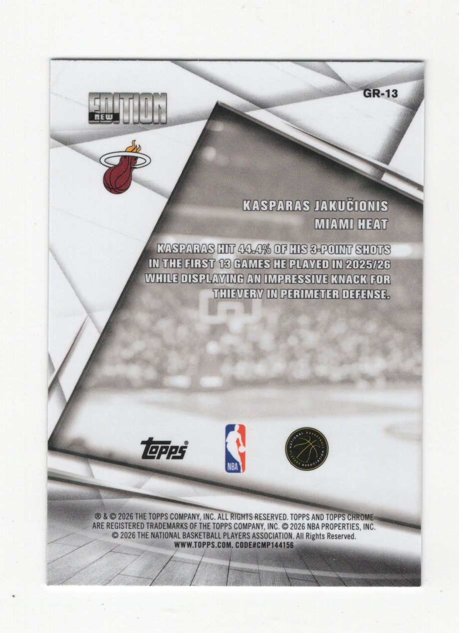 2025-26 Topps Chrome Update Kasparas Jakucionis New Edition RC #GR-13 Heat