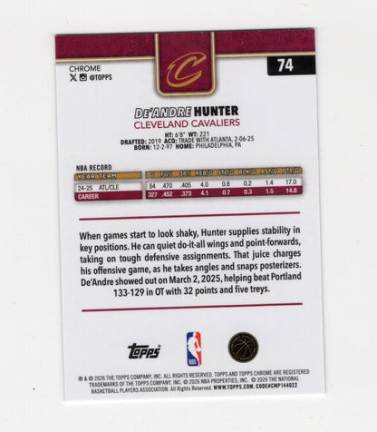 2025-26 Topps Chrome Update De'Andre Hunter #74 X-Fractor Refractor Cavs