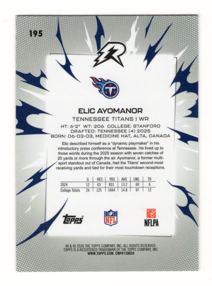 2025 Topps Resurgence Elic Ayomanor Card Rookie Tennessee Titans
