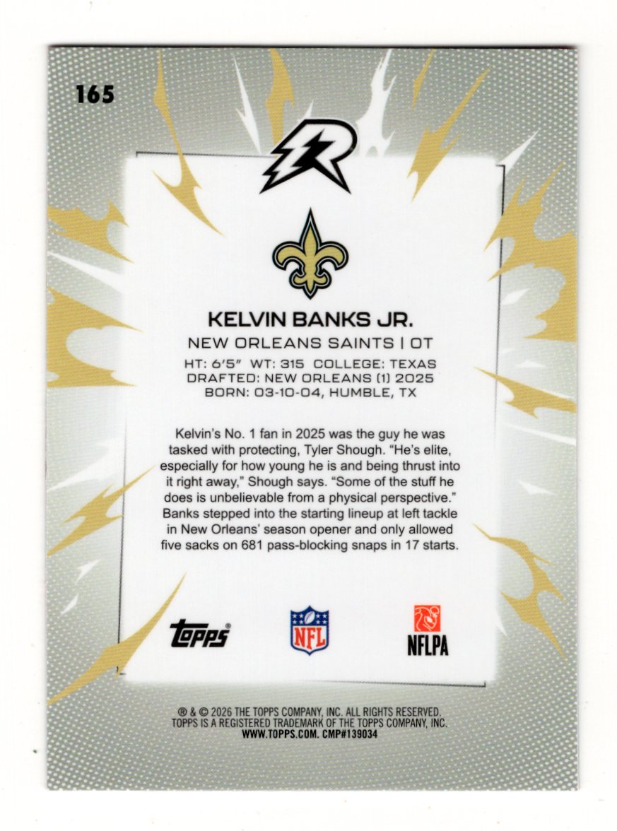 2025 Topps Resurgence Kelvin Banks Jr.  Sky Blue & Pink Shock Refractor Saints
