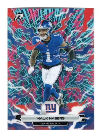 2025 Topps Resurgence Malik Nabers Card Sky Blue & Pink Shock Refractor  Giants