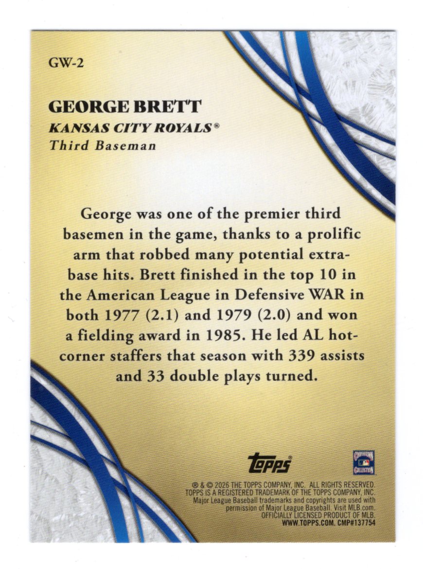 2026 Topps George Brett Glove Work Insert #GW-2 Kansas City Royals Hall of Fame