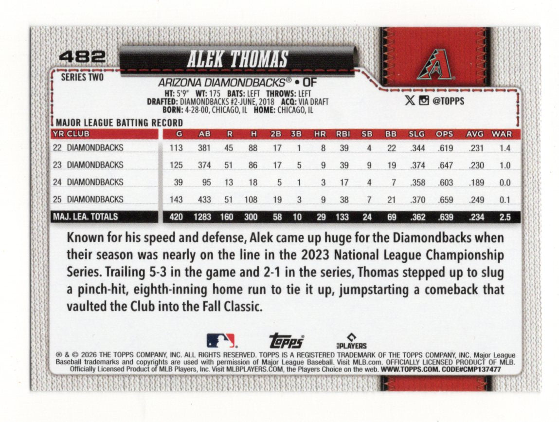 2026 Topps Alek Thomas Card Topps Foil Pattern Arizona Diamondbacks