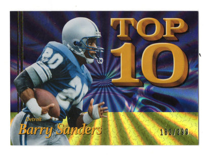2026 Panini Decades 90s Pop Culture Barry Sanders Card Top 10 Yellow /299 Lions