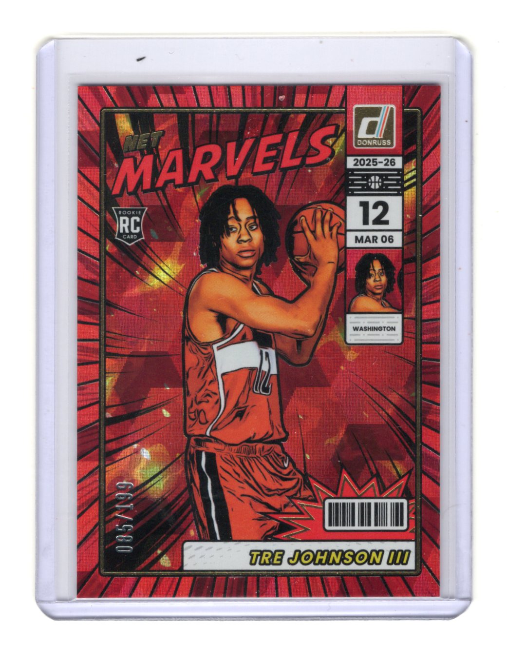 2025-26 Donruss Tre Johnson III Net Marvels Red Cubic RC /199 #2 Washington