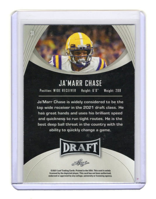 2021 Leaf Draft Ja'Marr Chase Card LSU Tigers