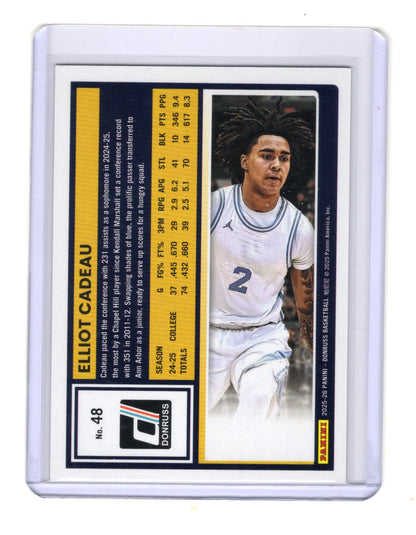 2025-26 Donruss Elliot Cadeau Rated Prospect Orange Lava /25 #48 UNC Tar Heels