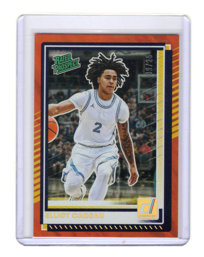 2025-26 Donruss Elliot Cadeau Rated Prospect Orange Lava /25 #48 UNC Tar Heels