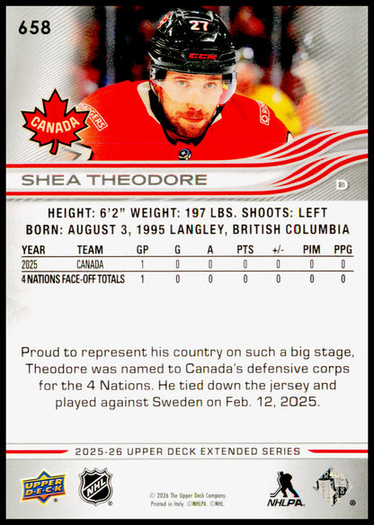 2025-26 Upper Deck Shea Theodore Card Canada