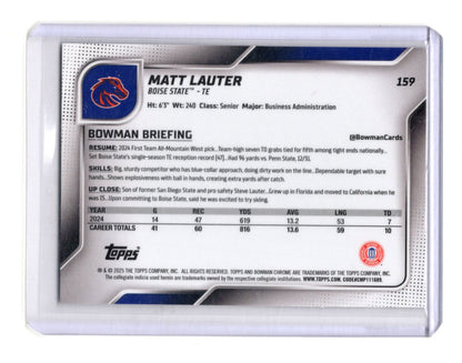 2025 Bowman University Chrome Matt Lauter Card Boise State Broncos
