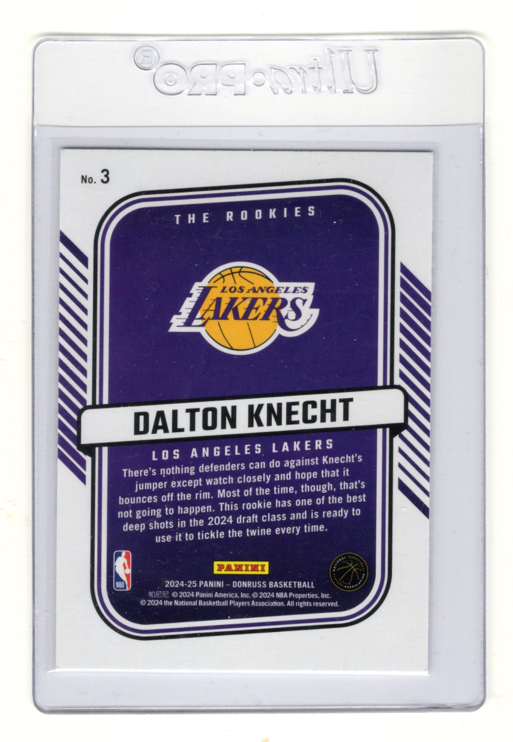 2024-25 Donruss Dalton Knecht Card The Rookies Los Angeles Lakers